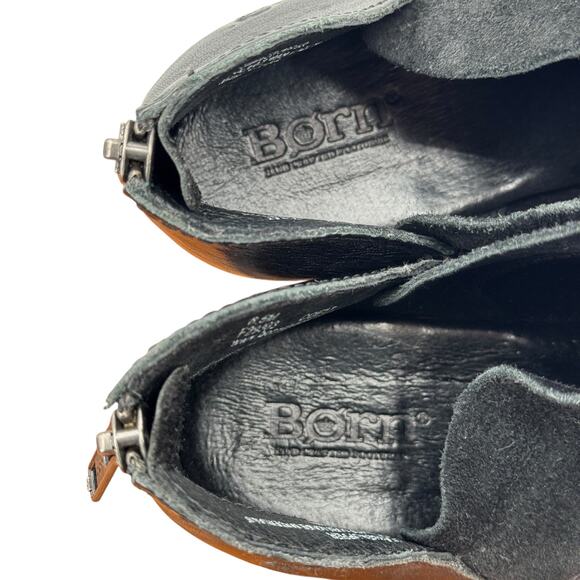 Born Karava Boots Ankle Bootie Black Leather Suede Womens SZ 7 Split Zip Western - Picture 4 of 10